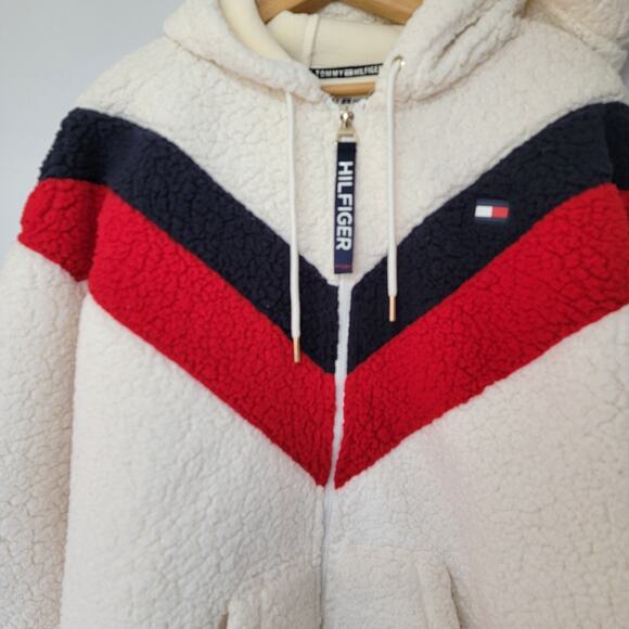 Tommy Hilfiger Sherpa Fleece Sport Jacket Mens XL Streetwear Preppy Casual Warm - Picture 2 of 14